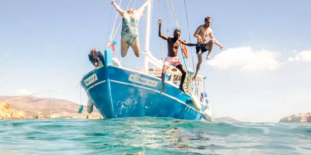 Jumping of a boat in Greece