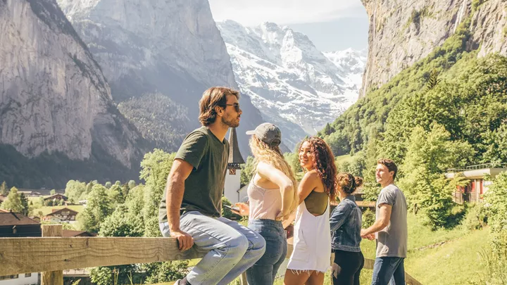 Snow capped mountains in the Swiss Alps, Switzerland