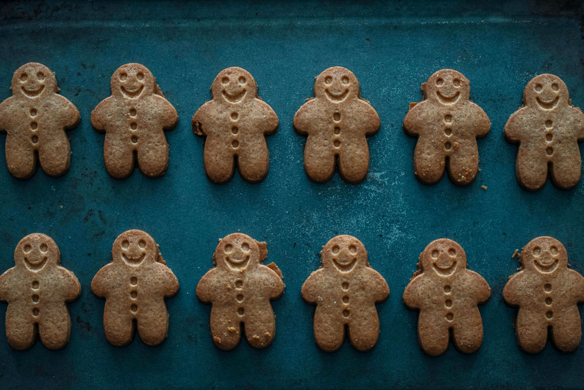 Gingerbread Biscuits Blue Background