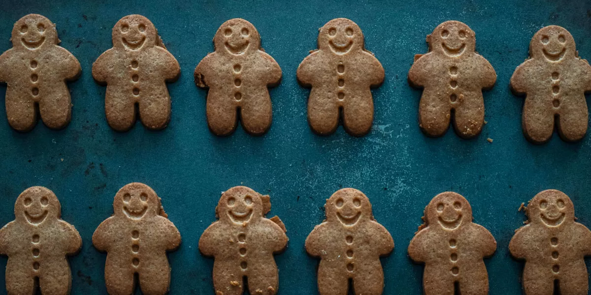 Gingerbread Biscuits Blue Background