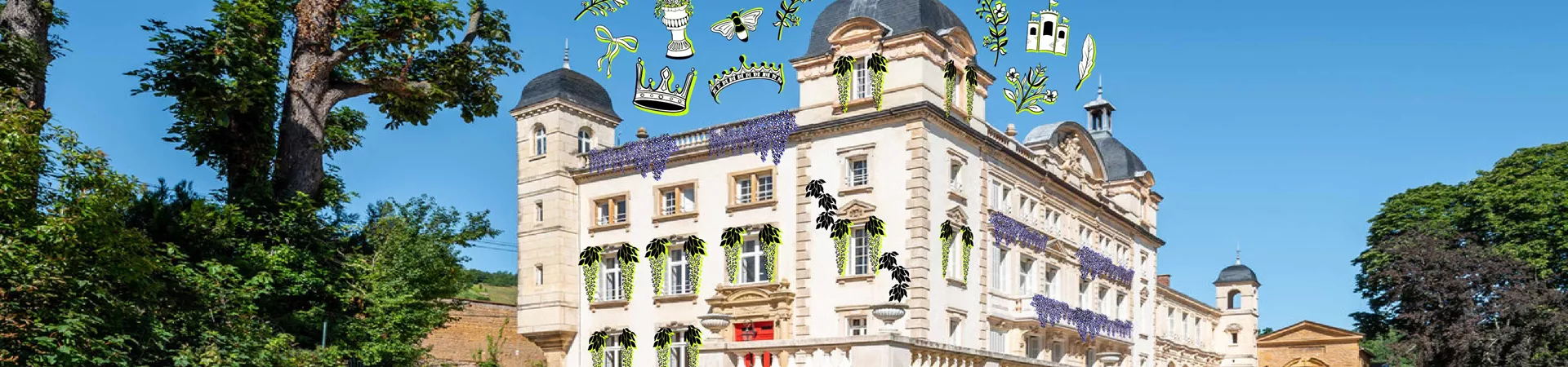 Castles with illustrated flowers