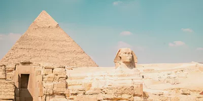 Great Sphinx and Pyramid of Khafre in Giza on a Contiki Egypt and Nile trip