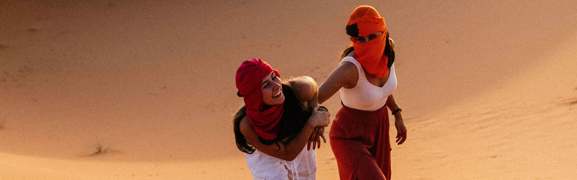 Two Female Travelers In The Desert Egypt