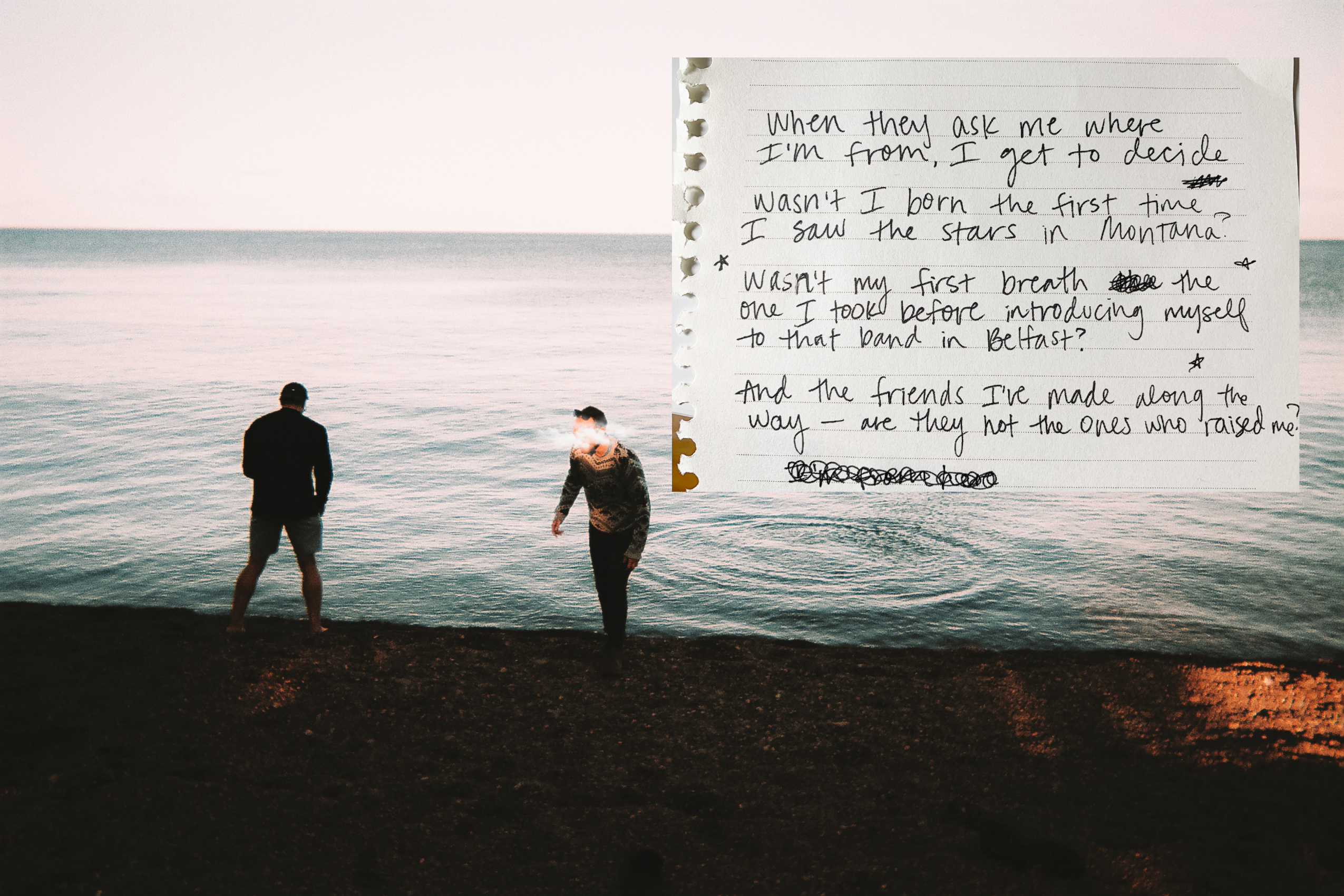 Two young friends by the sea.