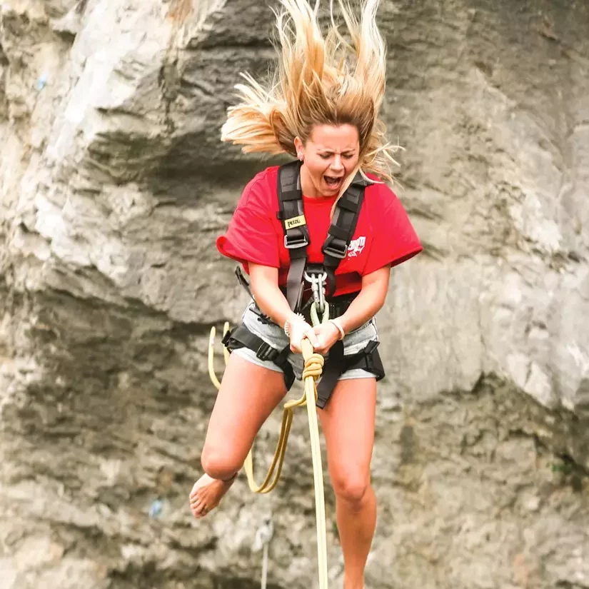 mountain swing in the Swiss Alps