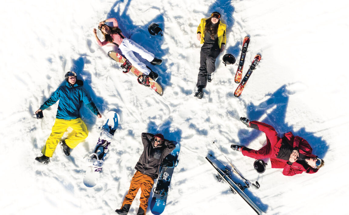Friends skiing in Austria