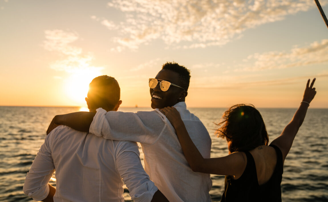 Friends watching the sunset