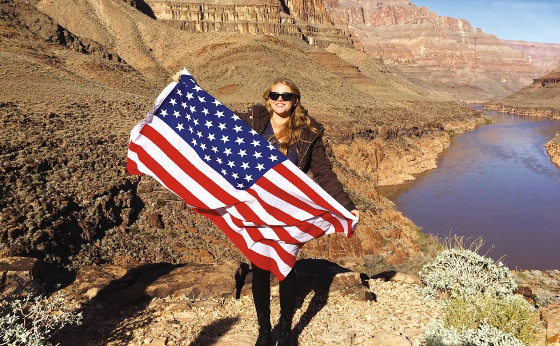 Girl with USA flag
