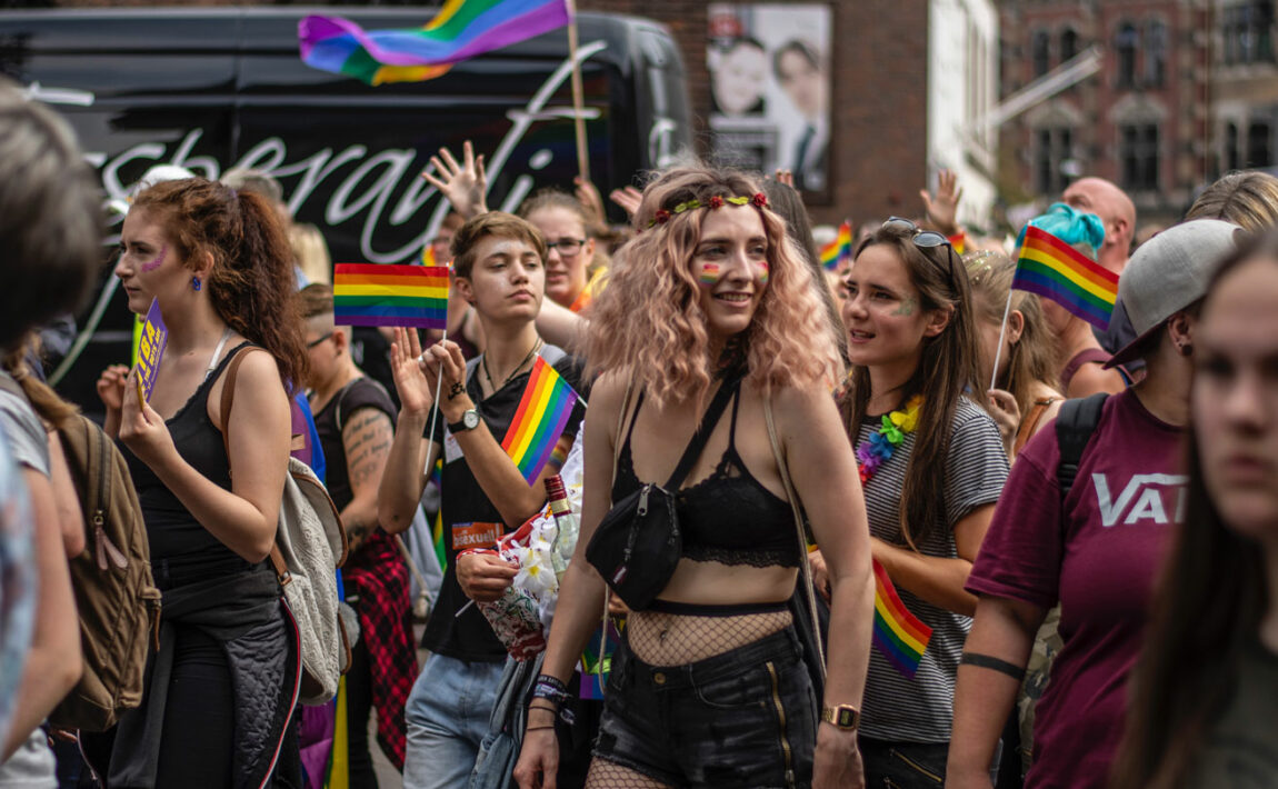 A group of people at one of the world's biggest pride parades.