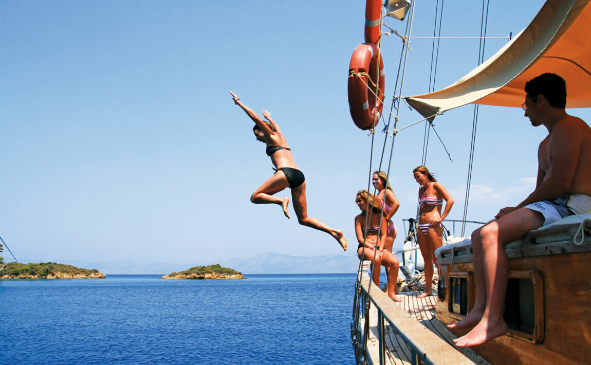 Sailing in the Aegean Sea on Contiki Turkish Sailing