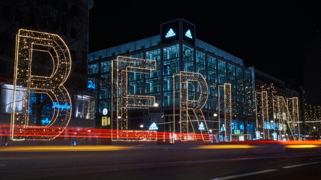 lit up sign of Berlin in Germany around Christmas