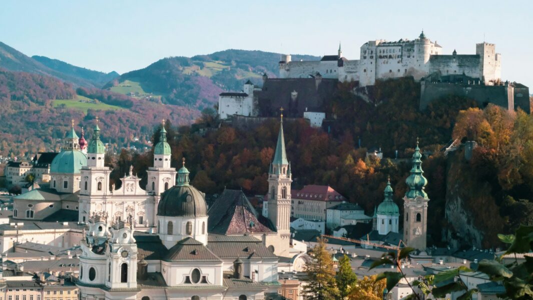 views of Salzburg in the autumn in Austria