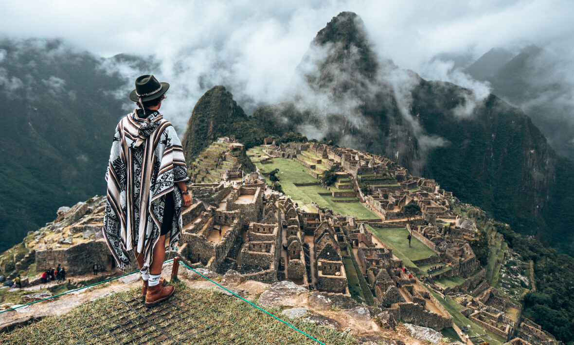 Hiking to Machu Picchu.