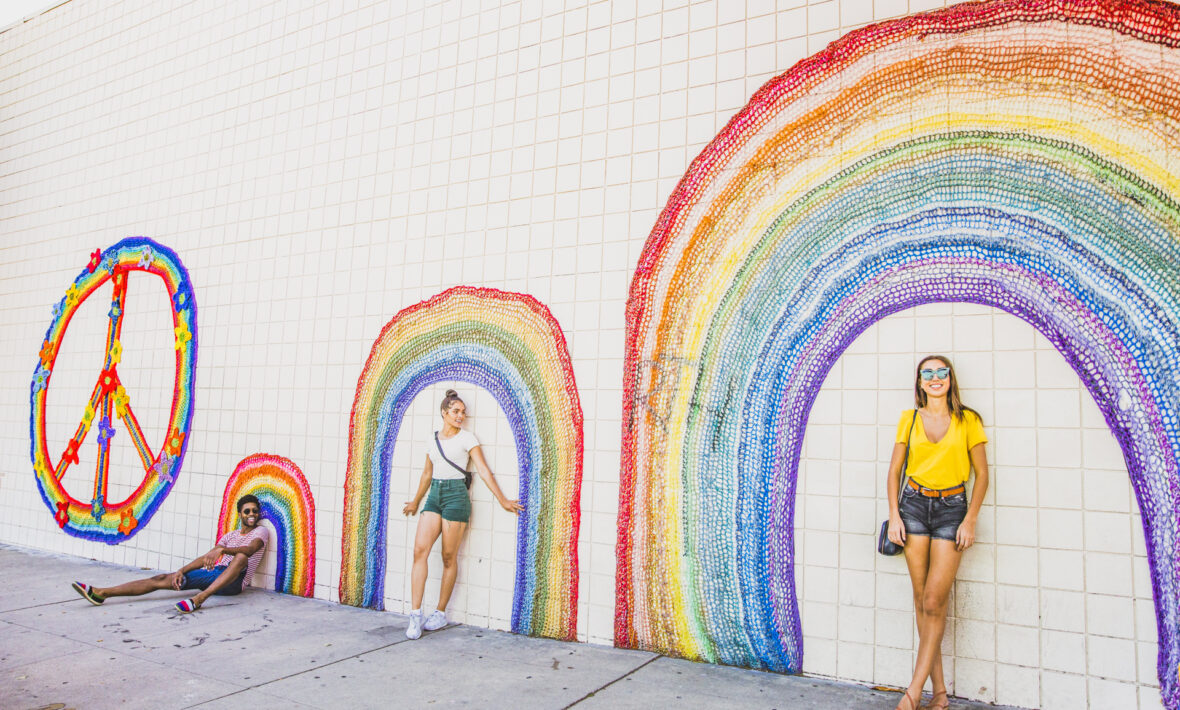 Pride rainbow on a wall