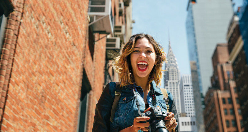 female traveler photographed in NYC