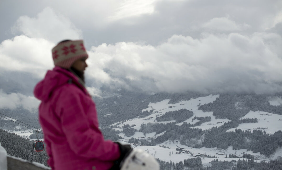 girl looking at mountains on Contiki