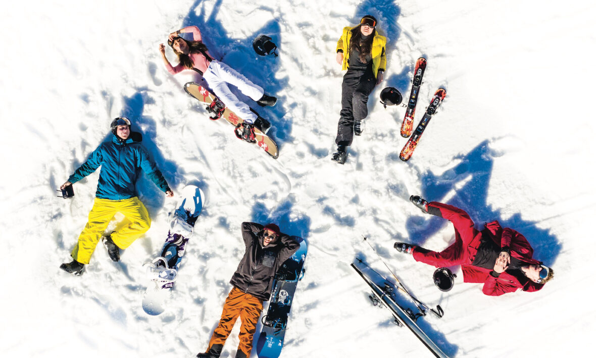 Friends skiing in Austria