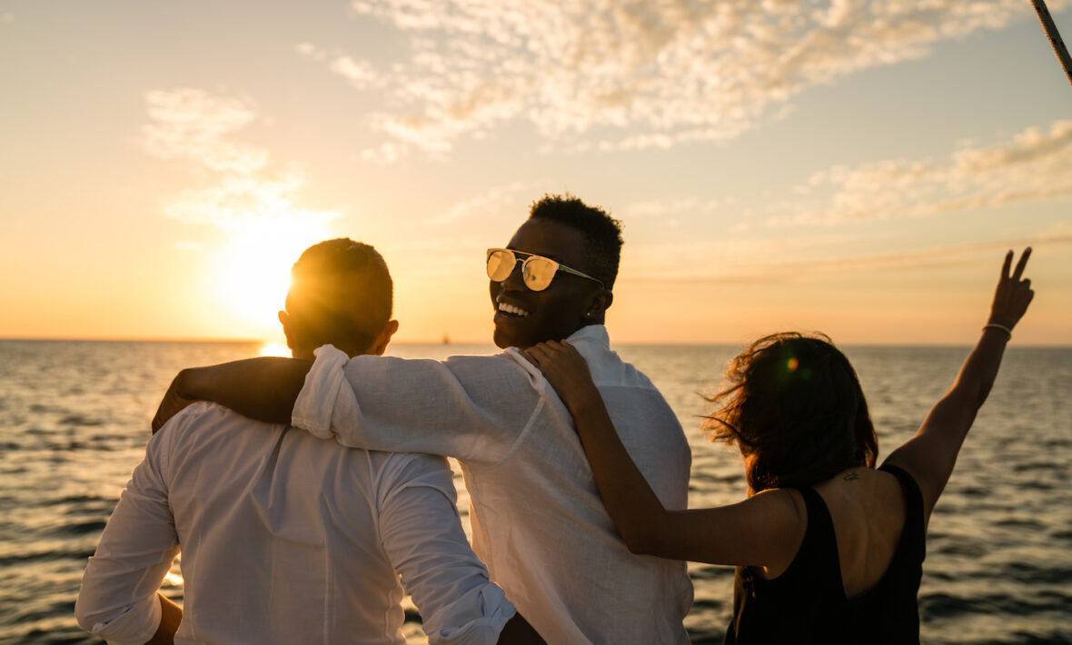 Friends watching the sunset