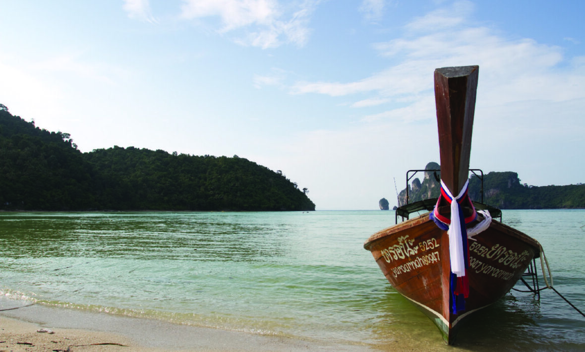 A boat docked in Thailand.