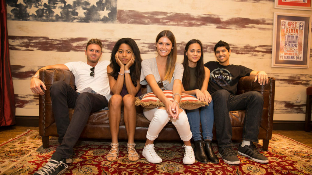 How do I group people sitting on a leather couch?