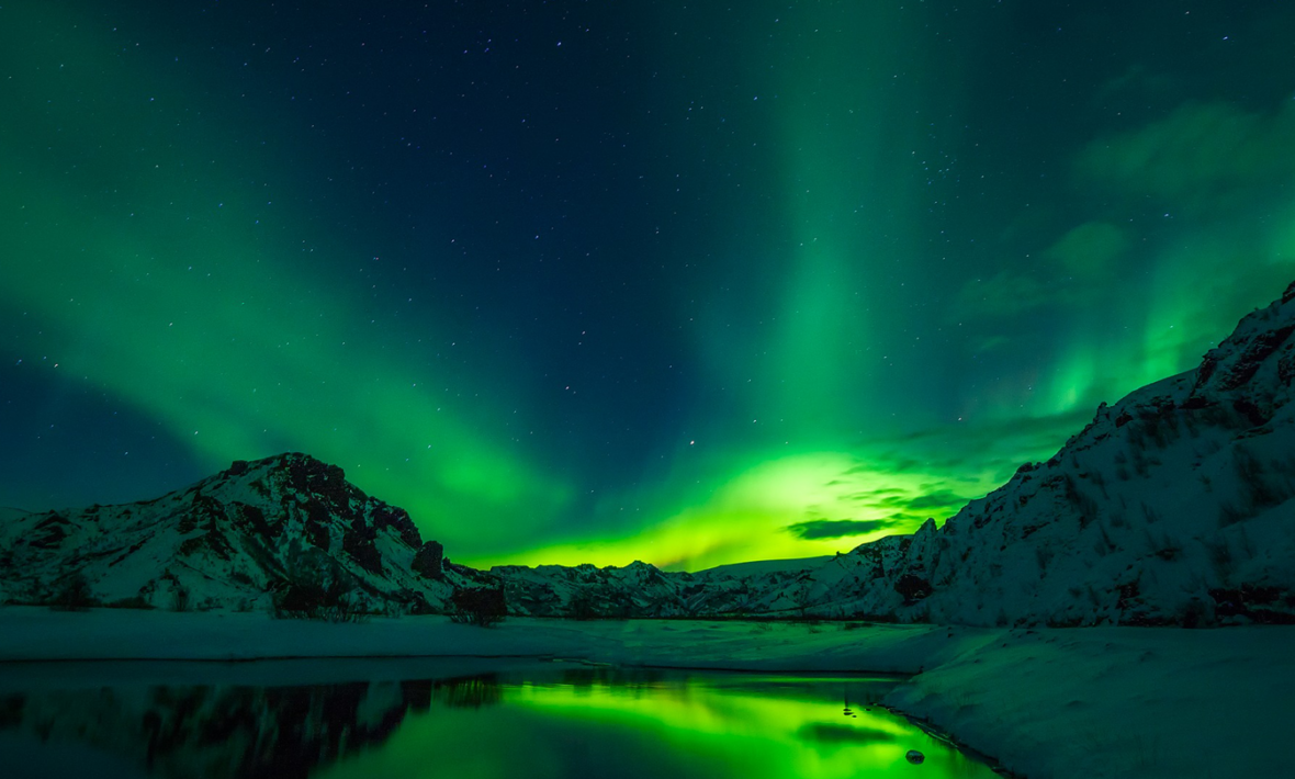 Northern Lights in Iceland - aurora borealis in Iceland.