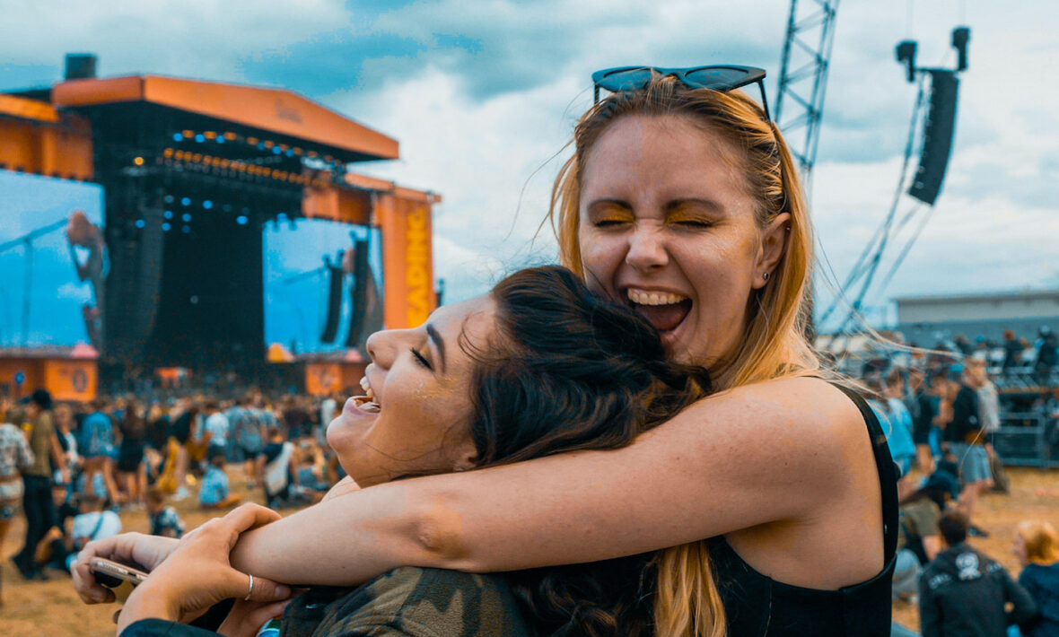 Two women at rock festival