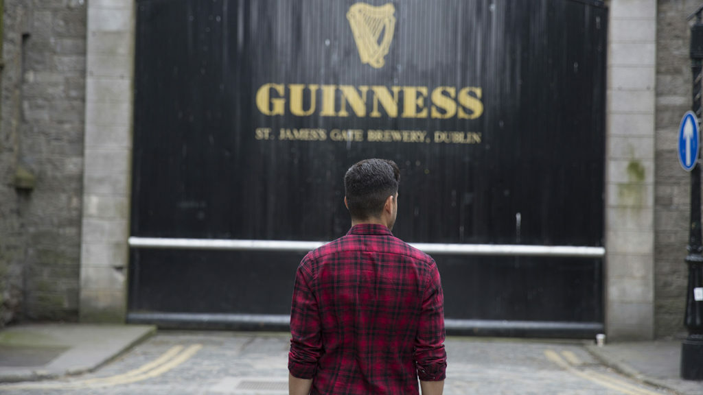 Things to do in Dublin: Explore the Guinness Gate with a man.