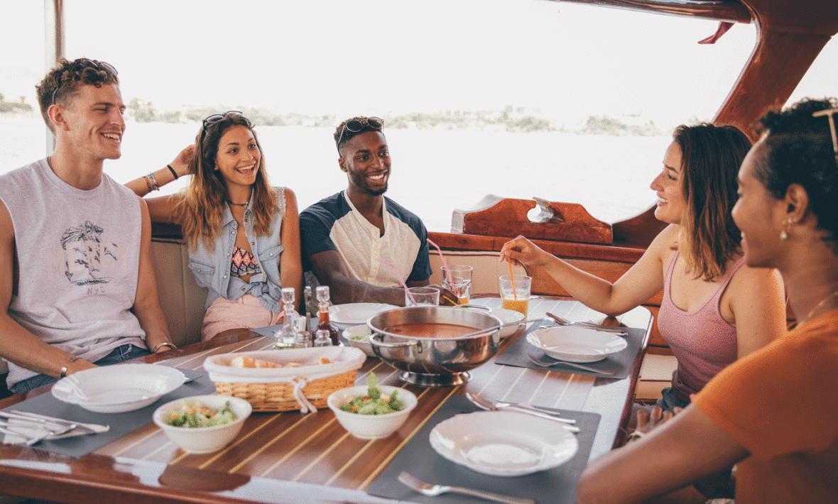 Contiki travellers enjoying Croatian meal