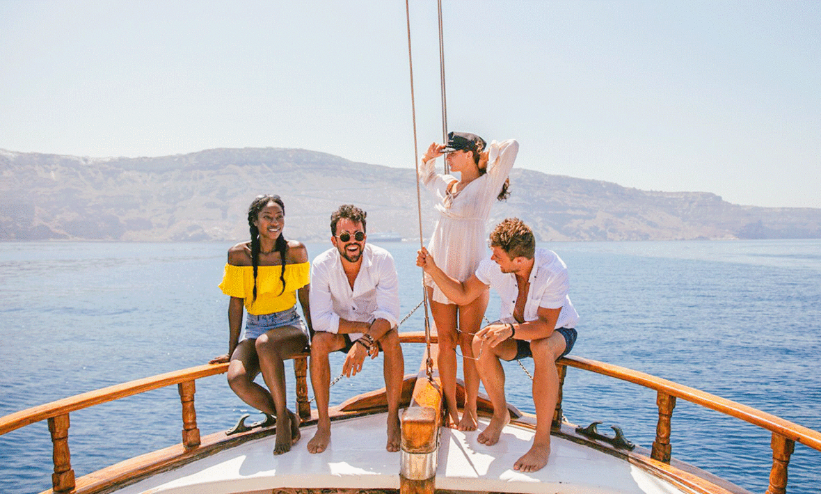Contiki travellers on sail boat in Croatia