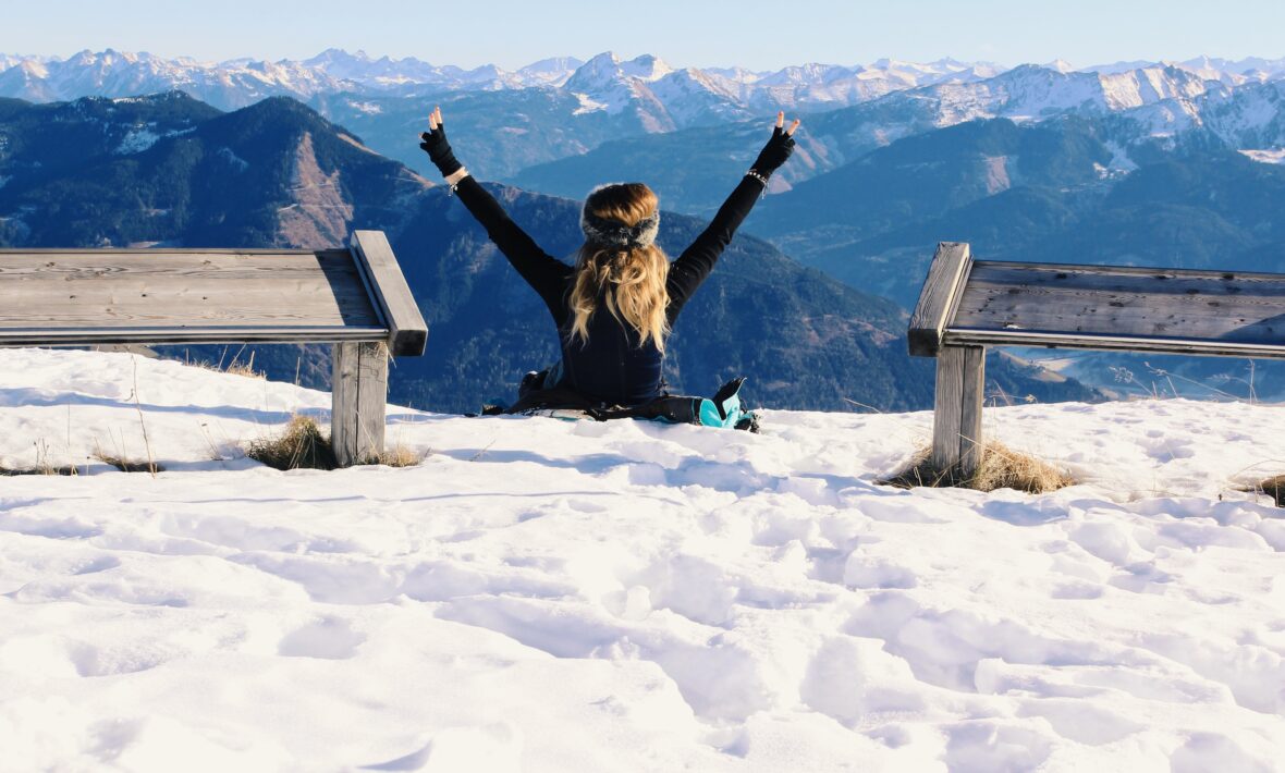 Girl skiing happy