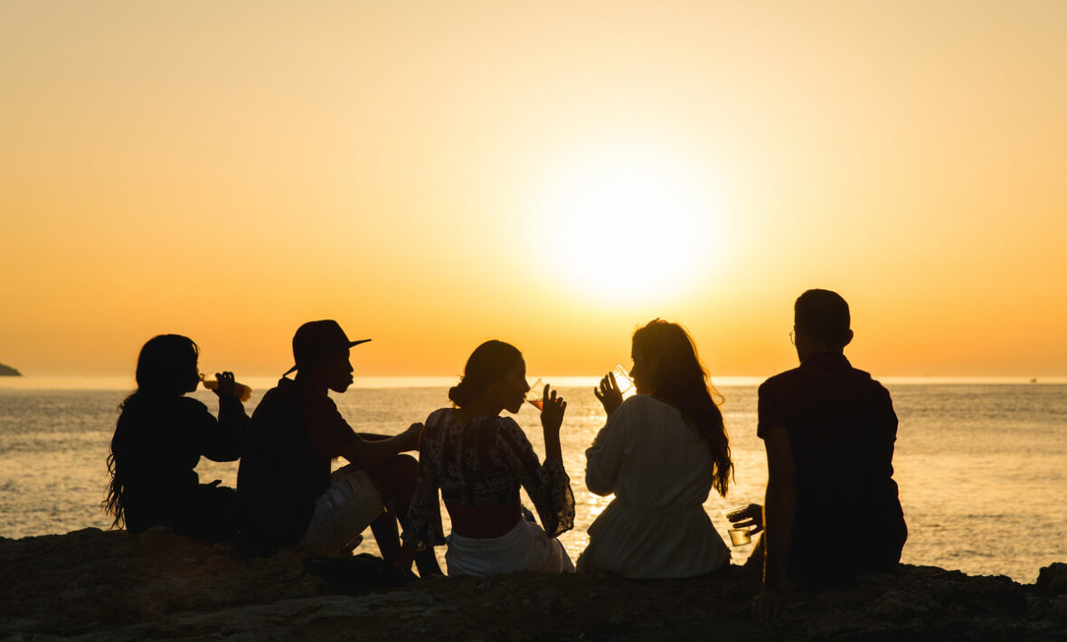 Ibiza sunset drinks with friends