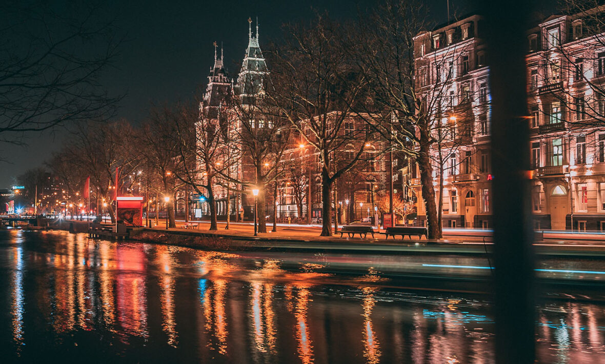 Amsterdam canals at night