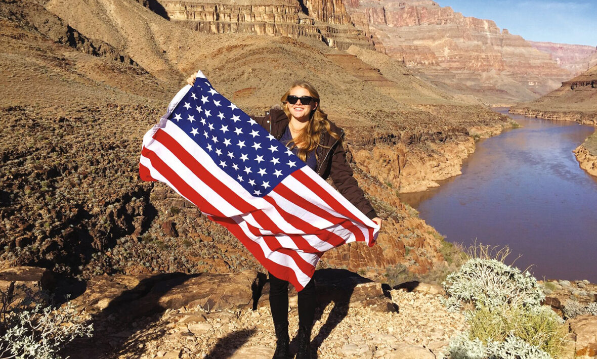 Girl with USA flag