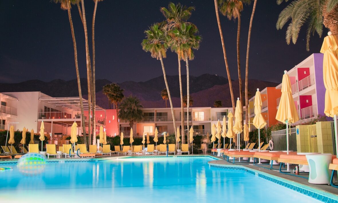 Palm Springs pool at night