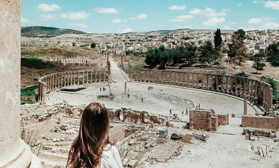 Woman looking out over Israel