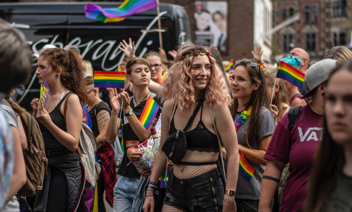 A group of people at one of the world's biggest pride parades.