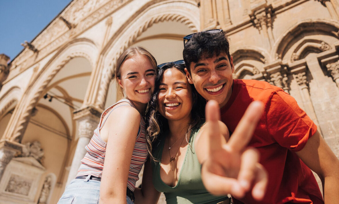 Group of Young Travellers exploring Greece