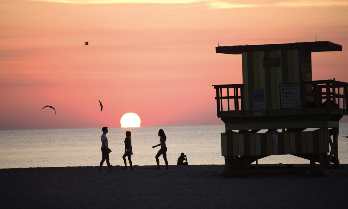 A lifeguard tower with breathtaking views of the world's best sunsets on the beach.