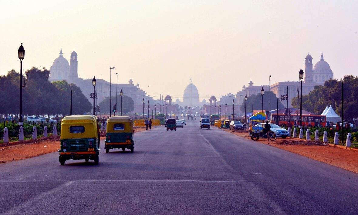morning roads in Delhi, India