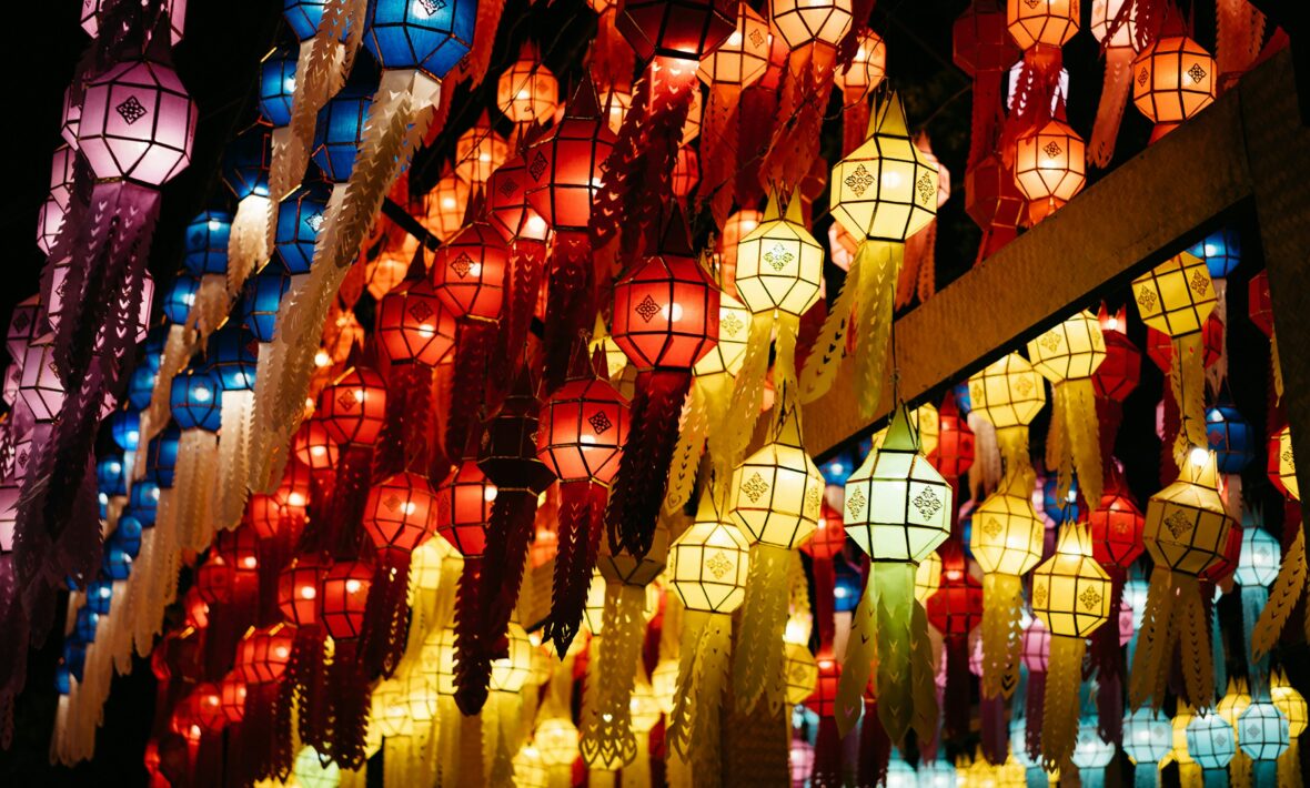 collection of colourful lanterns in Chiang Mai, Thailand