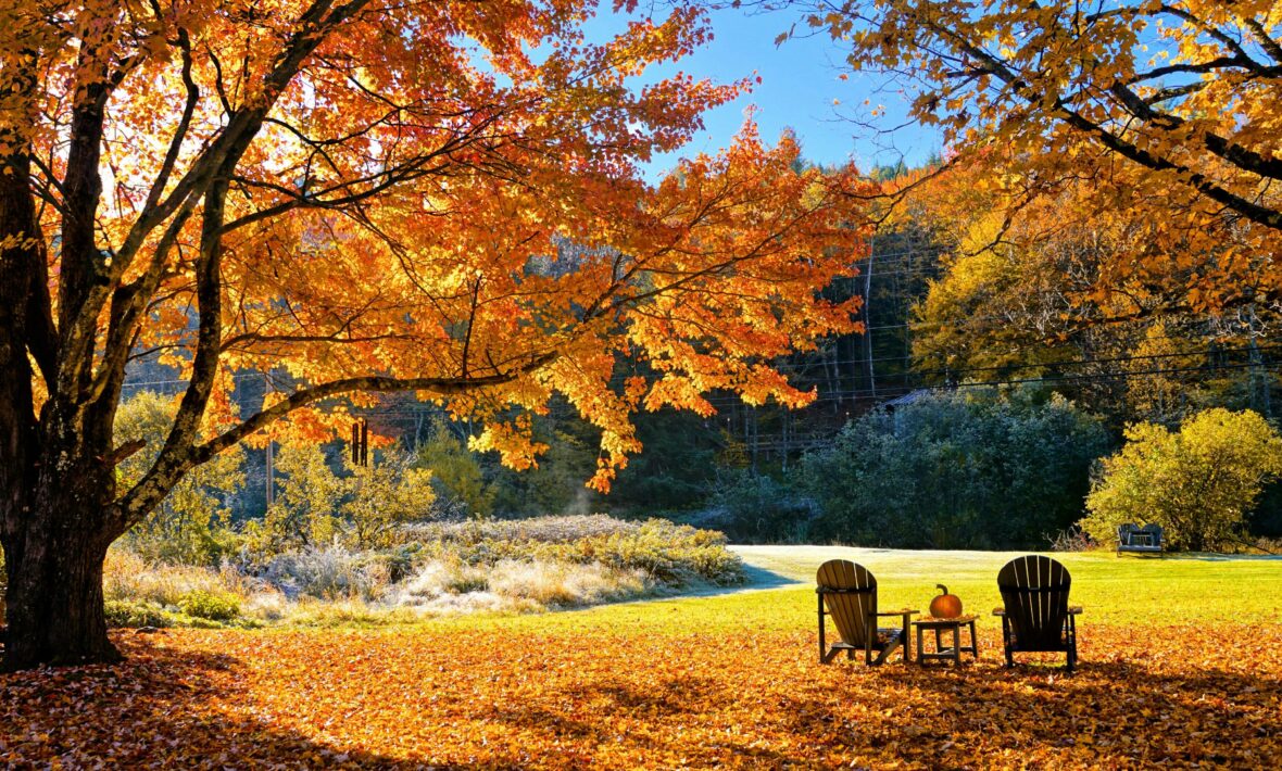 chairs outside on an autumn day in New England