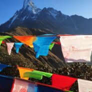Everest basecamp flags of Nepal