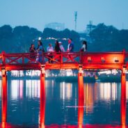 beautiful red Japanese bridge in Hoi An