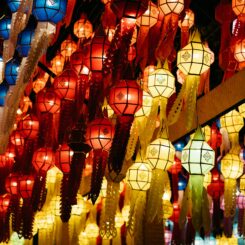 collection of colourful lanterns in Chiang Mai, Thailand