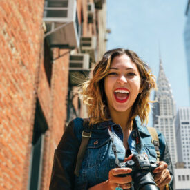 female traveler photographed in NYC