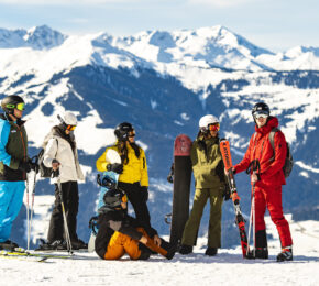 Group of friends skiing