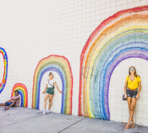 Pride rainbow on a wall