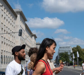 Group of friends travelling in Berlin