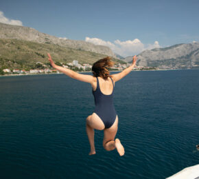 Woman sailing in Croatia