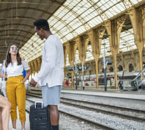 Friends on train trip around Europe